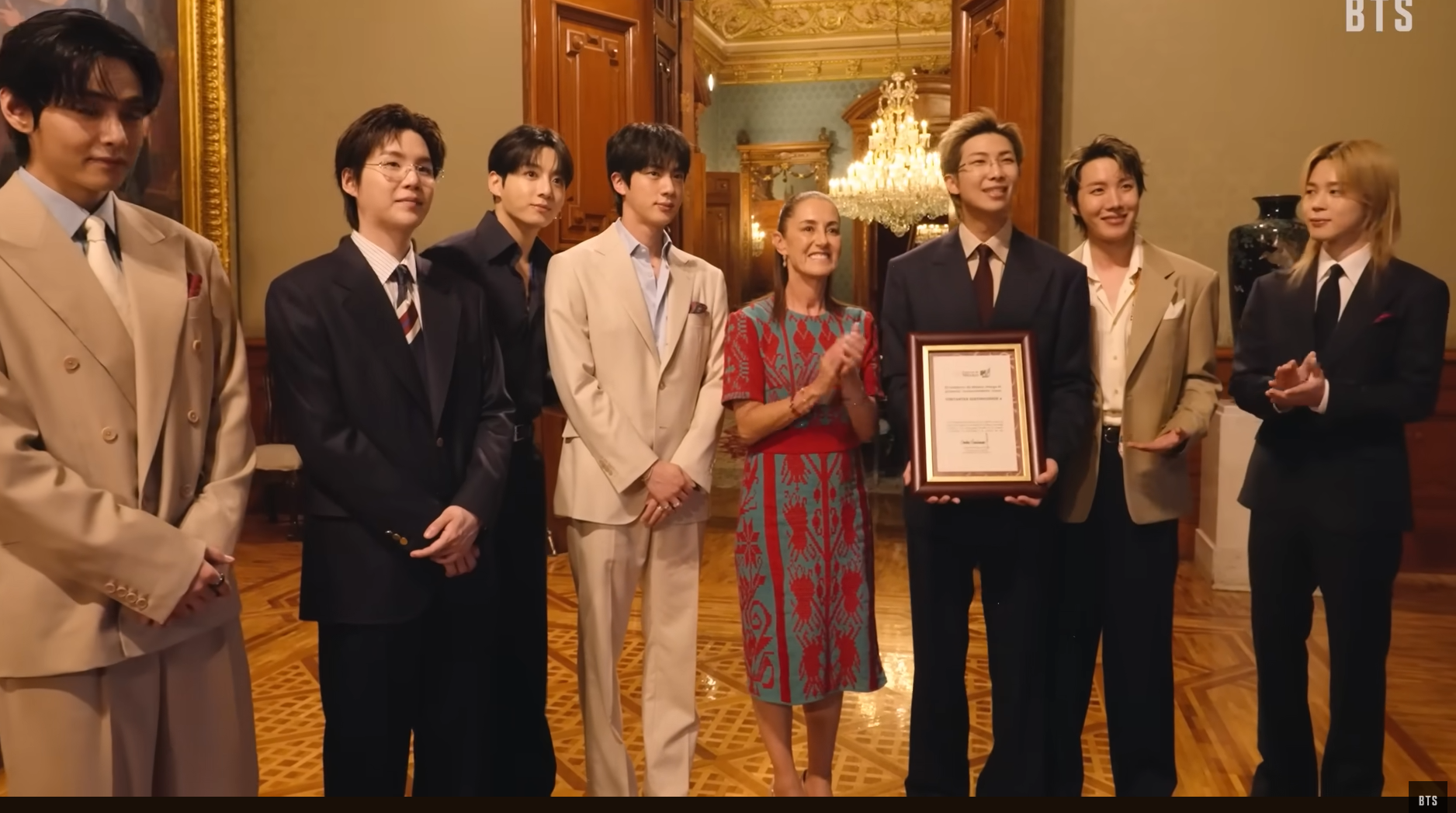 BTS comparte video de su visita al Palacio Nacional y encuentro con Sheinbaum